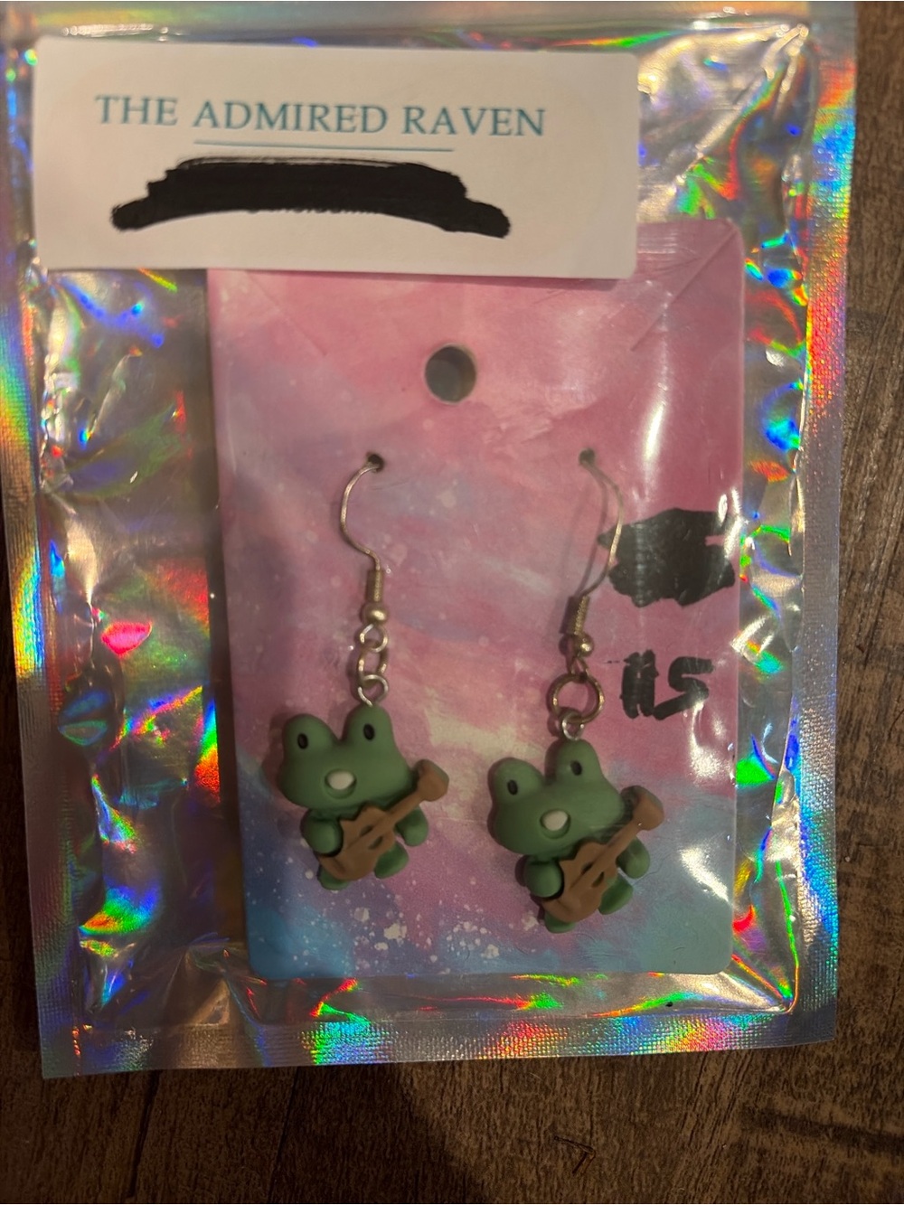 Green Frog Guitar Small Pet Charm Earrings